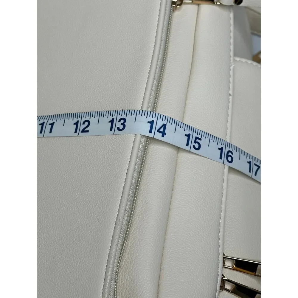 Ayla & Co Vegan Leather Diaper Bag Backpack Ivory White Full Size Gold Hardware